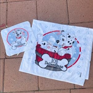 Vintage The Disney Store 101 Dalmatians Snowy Dog Towel Set Washrag